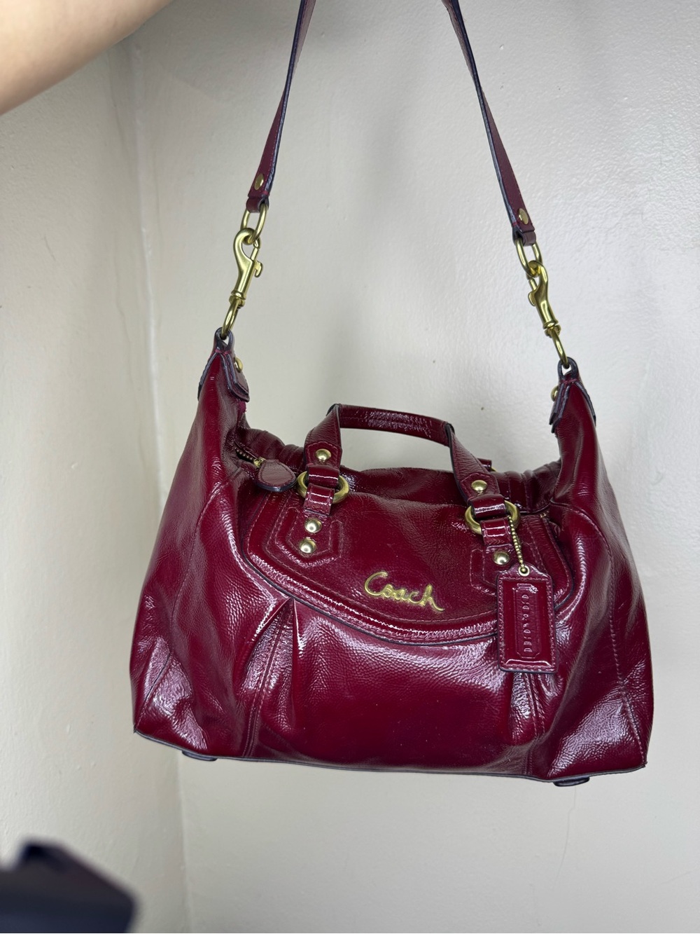 Coach Ashley Patent Satchel Shoulder & Crossbody - Burgundy